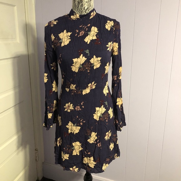love, Fire Dresses & Skirts - Dark purple floral high neck dress